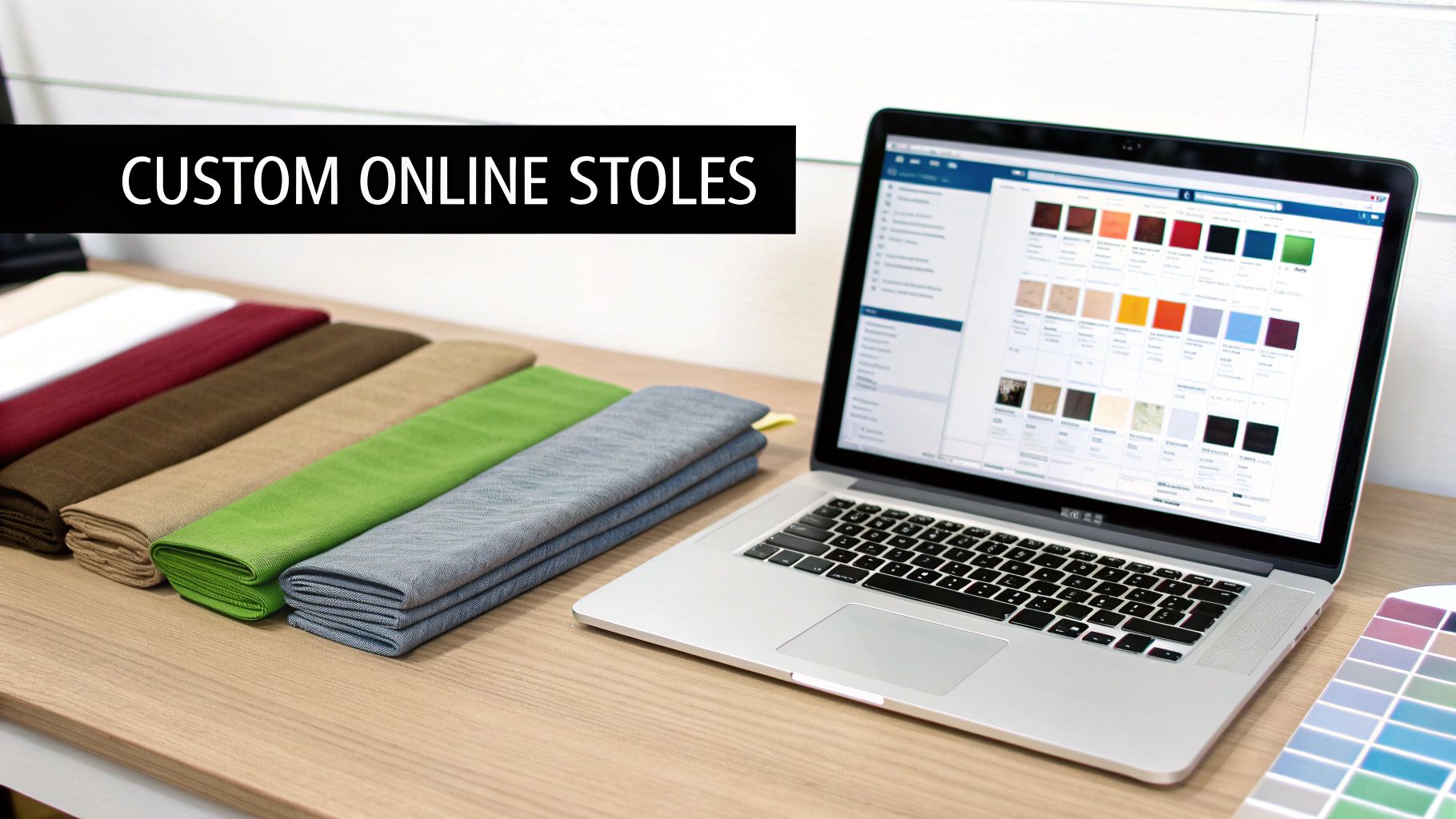 A display of graduation regalia, including stoles and caps, inside a university bookstore.