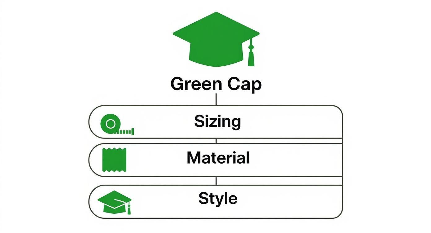 Infographic about green graduation cap