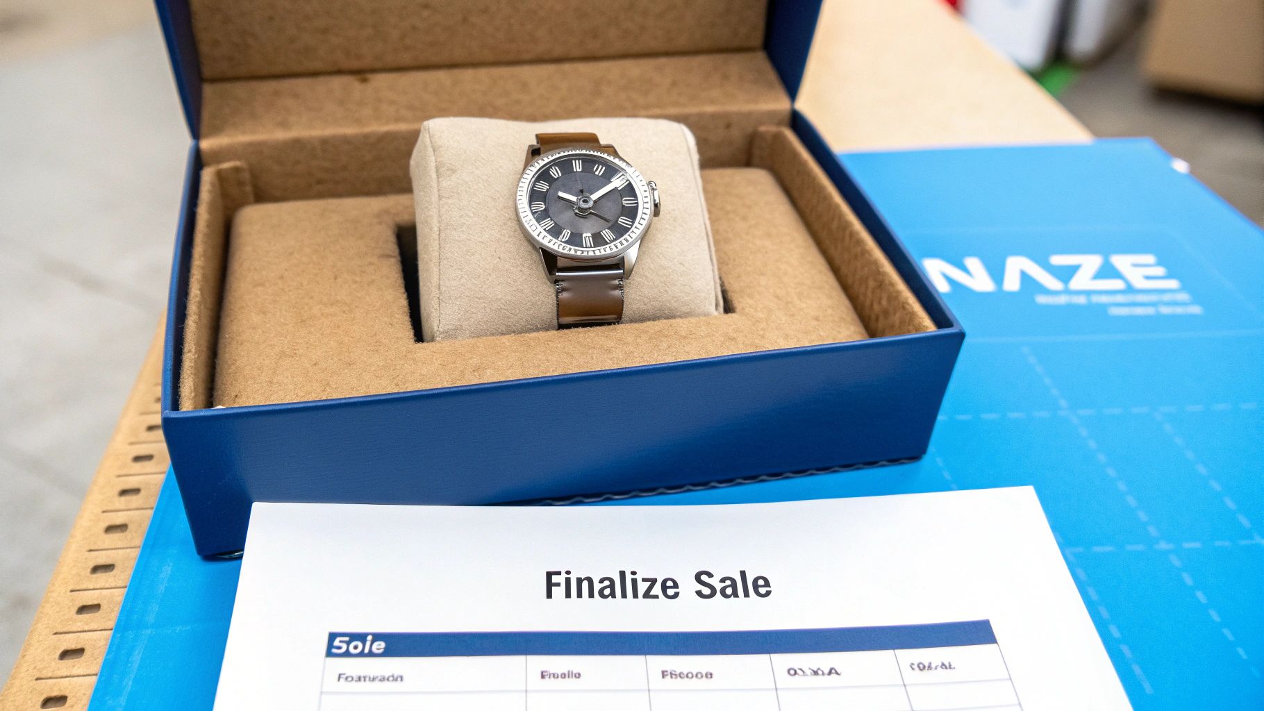 A person looking thoughtfully at a luxury watch, considering common auction questions.