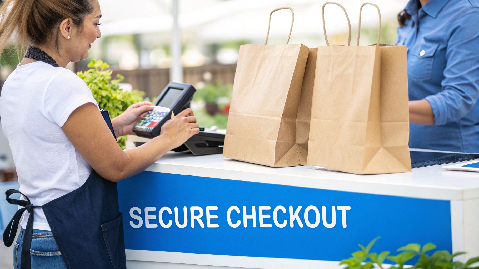 Shoppers browsing items during a busy estate sale in Santa Barbara.