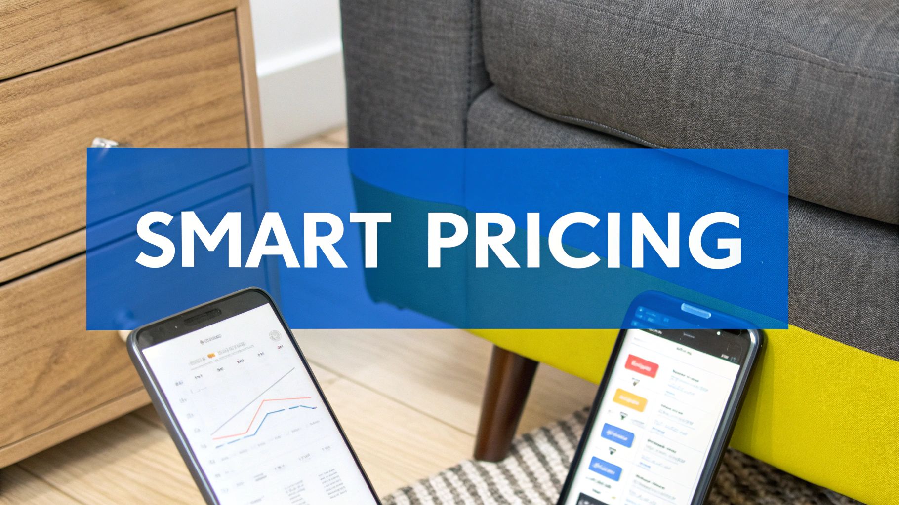 A person carefully placing a price tag on a vintage ceramic vase at an estate sale.