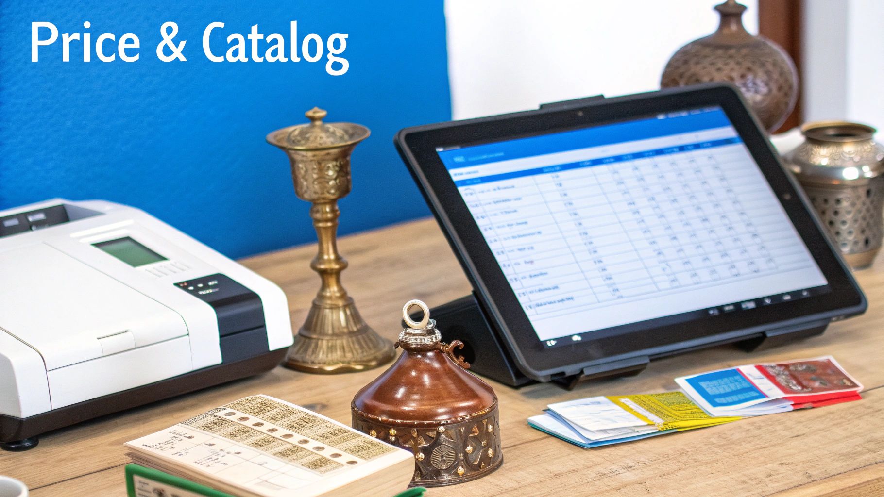 A person carefully examining a vintage camera to determine its price for an estate sale.