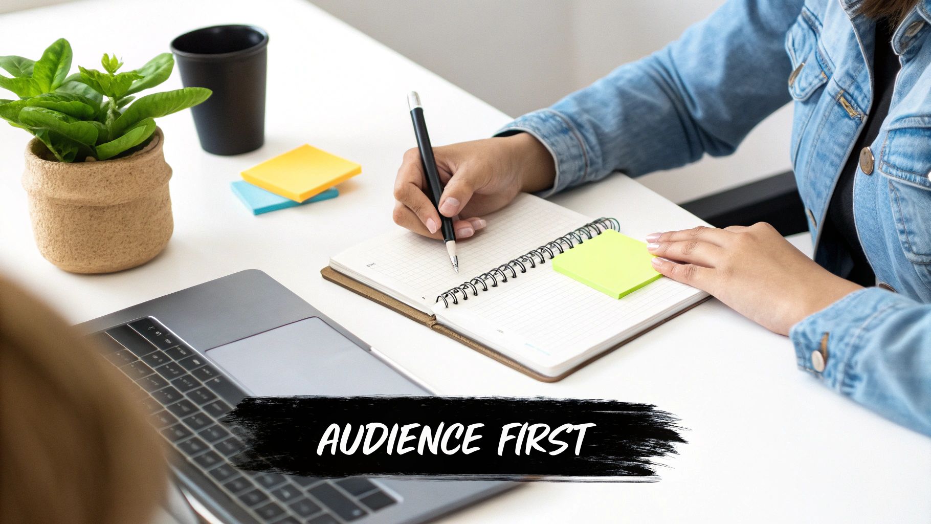 A person working on a laptop with charts and graphs on the screen, representing strategic planning for social media.