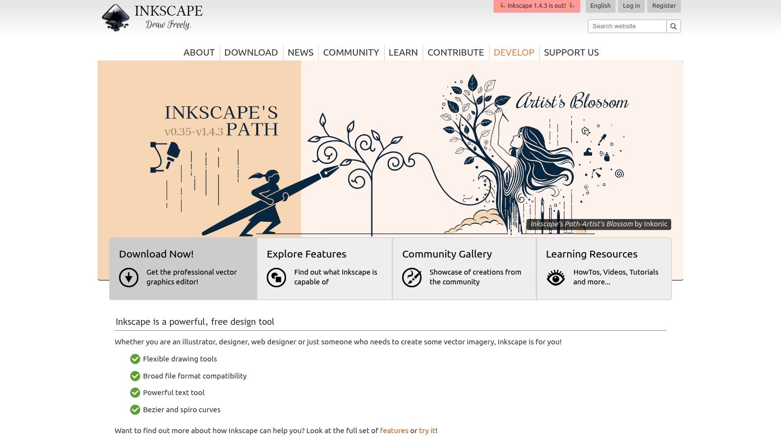 Inkscape's vector editing interface showing various tools and a canvas with an illustration.