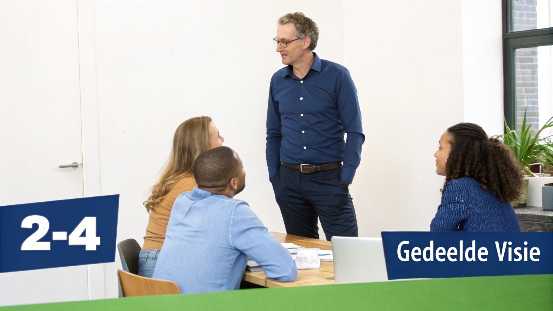 Een leider die een team inspireert en de weg wijst naar een gezamenlijk doel.