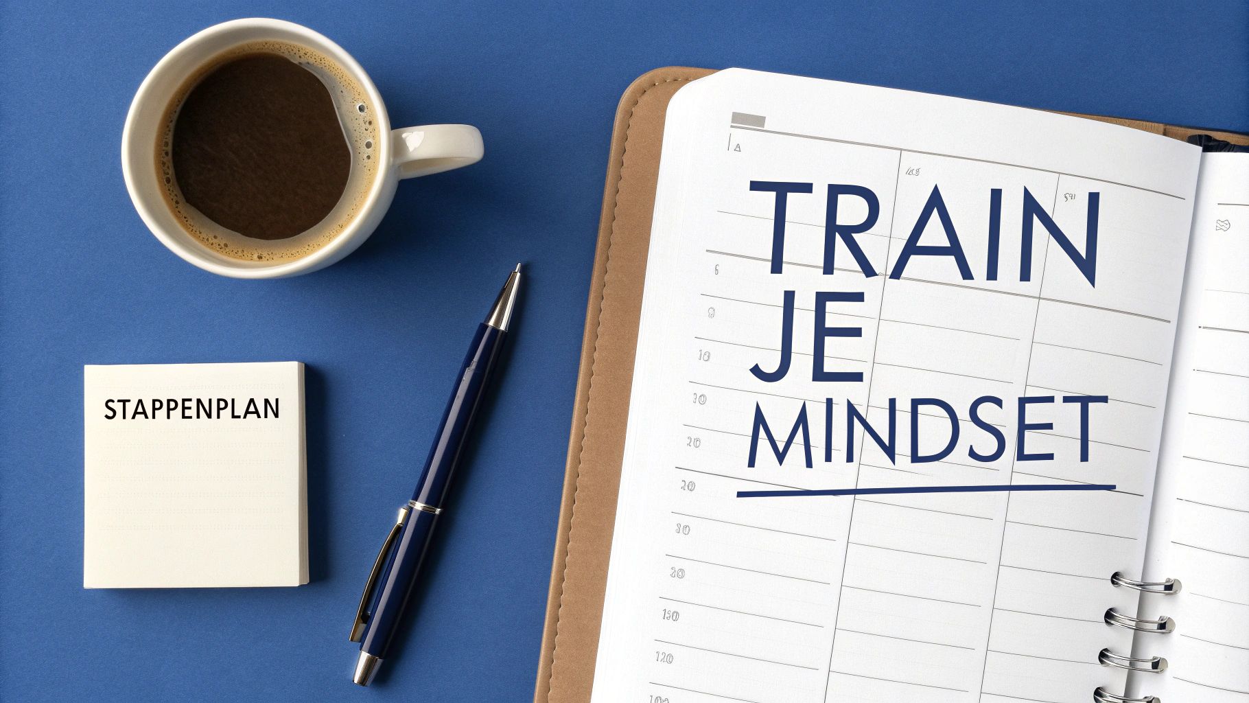 Iemand maakt notities en werkt aan de ontwikkeling van een growth mindset