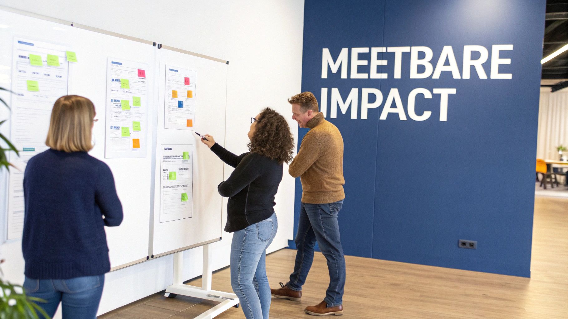 Een team dat enthousiast samenwerkt, wat de positieve impact van transformationeel leiderschap laat zien.