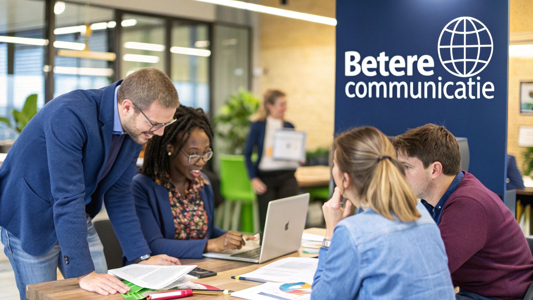 Een team dat enthousiast samenwerkt tijdens een DISC workshop