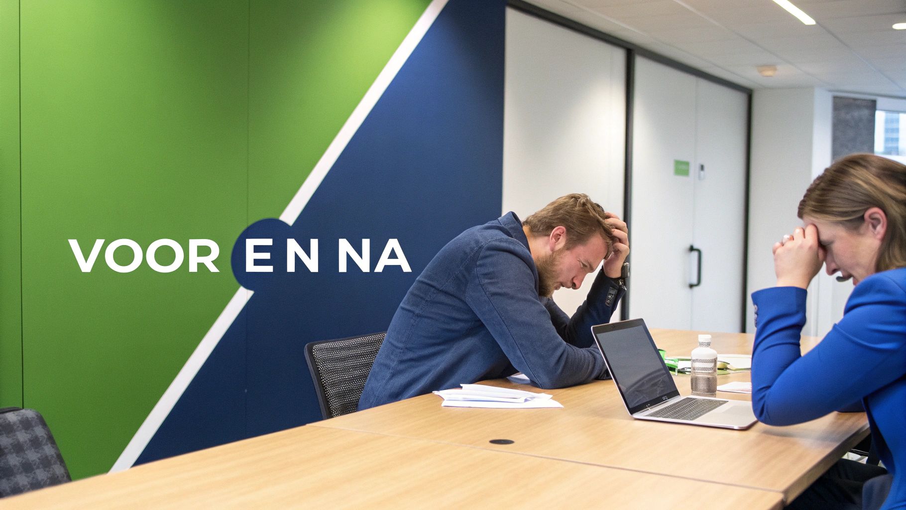 Een team dat samenwerkt en brainstormt rondom een tafel vol met post-its.