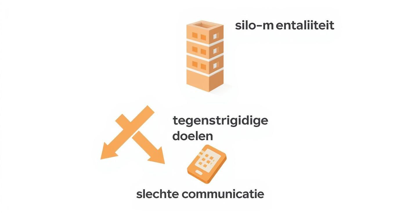 Infographic about samenwerking verbeteren tussen afdelingen