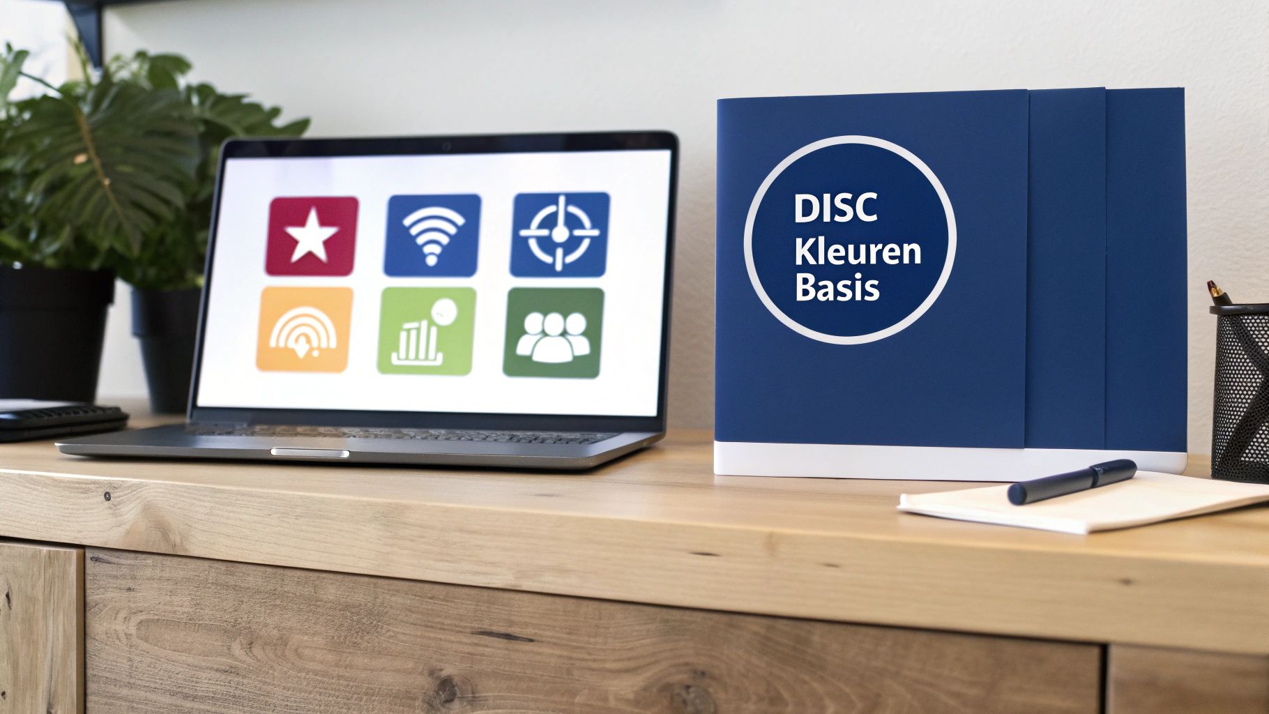 Een overzicht van de vier DISC kleuren cirkel met Rood, Geel, Groen en Blauw.