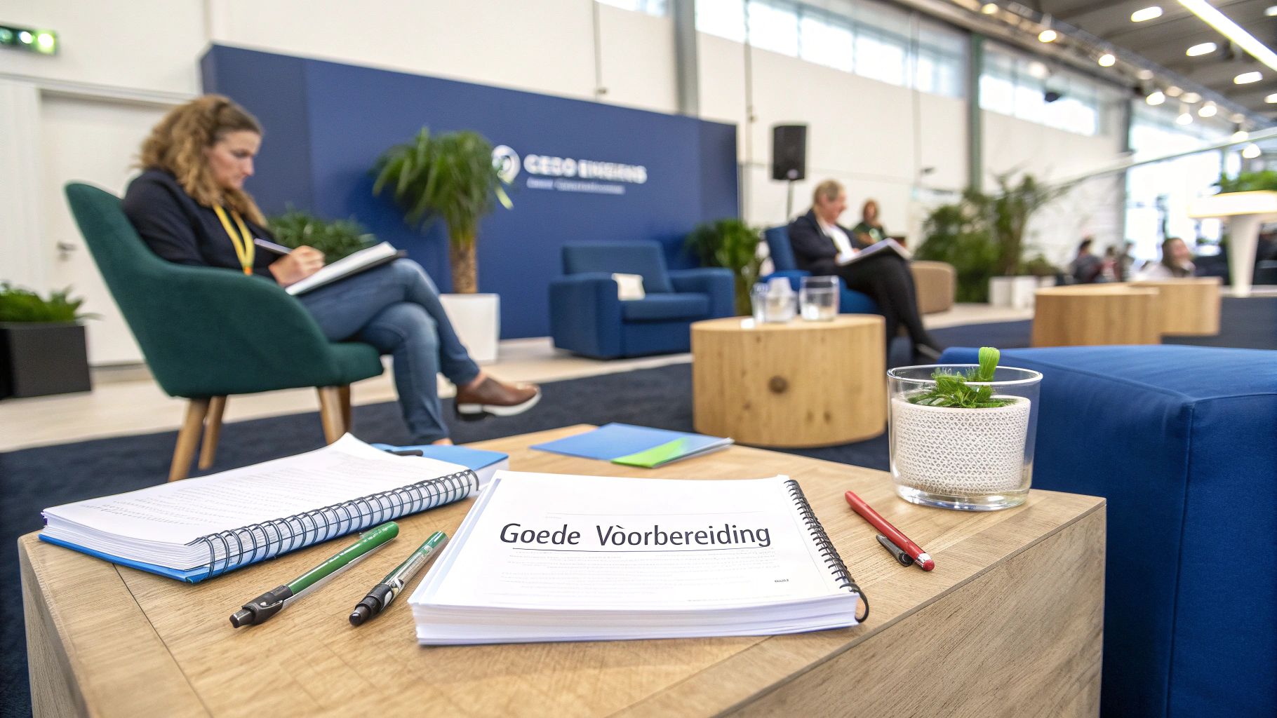 Een team dat voorberepen in een lichte, moderne vergaderruimte.