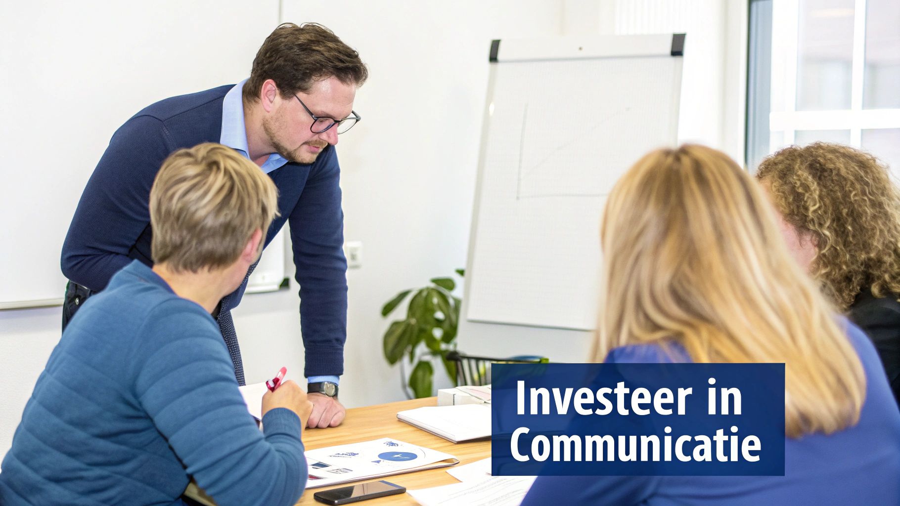 Twee collega's die samenwerken aan een project op kantoor.