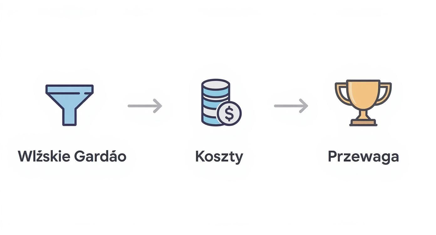 Infographic showing key points of analysis in business process mapping, such as bottlenecks, costs, and competitive advantage