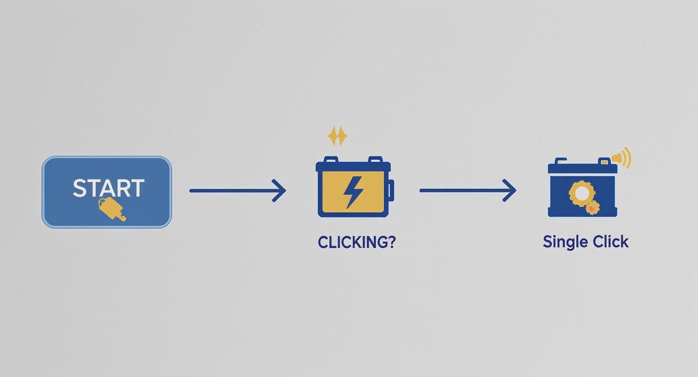 Infographic about car won't start clicking noise