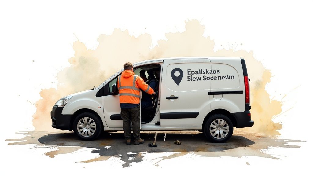 An auto locksmith working on a car door lock