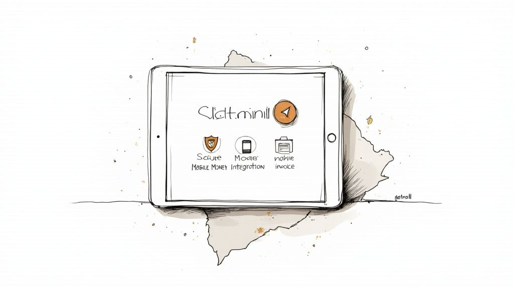 A person working on a laptop in a modern African office setting, showing growth and technology.