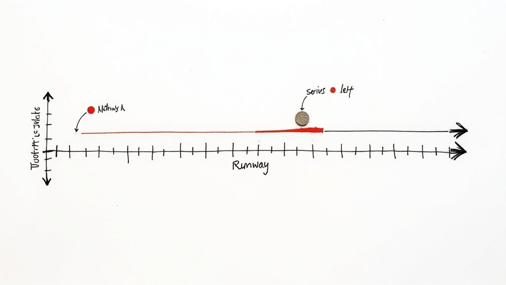 Diagram showing aircraft runway position with Hotkey A and Sirius left markers on taxiway scale