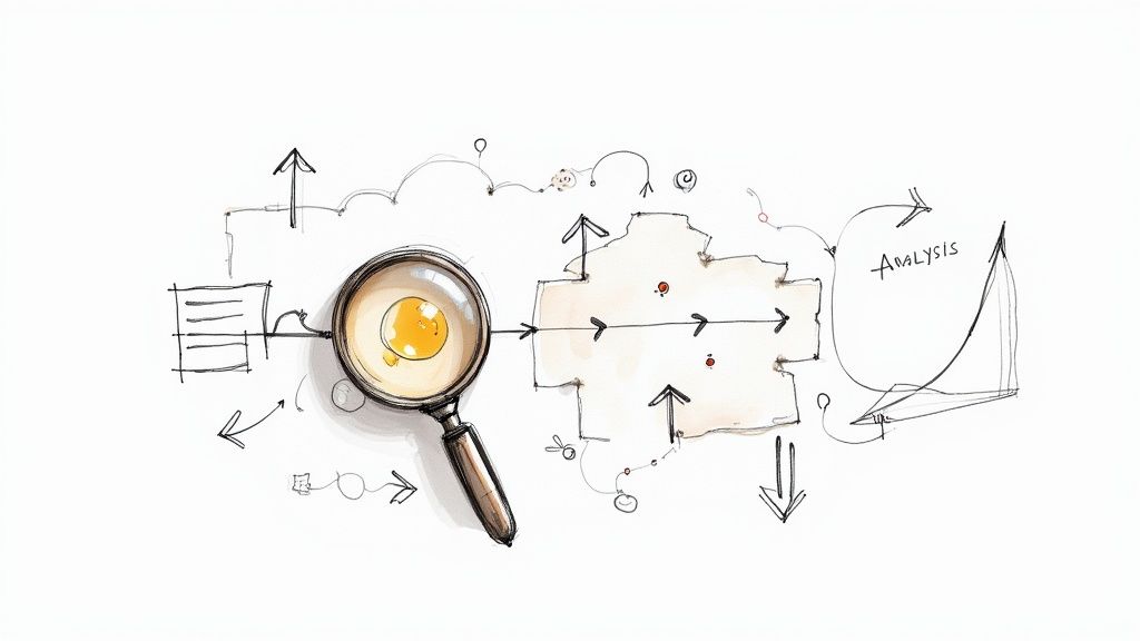A sales consultant pointing at a whiteboard with strategic charts in a modern office meeting.
