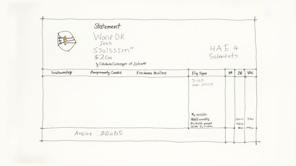 An image showing a statement of account template being customized on a laptop with South African elements like the ZAR currency symbol.