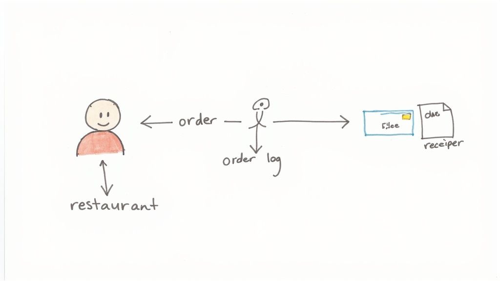 A visual representation of a data flow diagram, showing interconnected processes and data stores.
