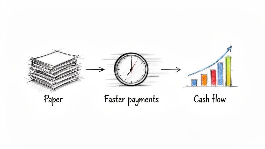 Diagram illustrating how moving from paper to faster payments improves cash flow.