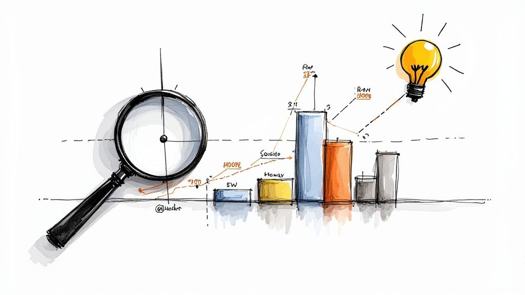 People analysing charts and graphs on a screen to find data insights.