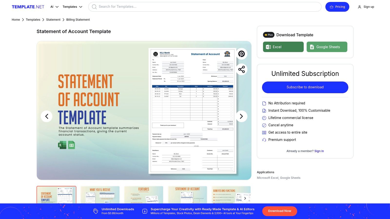Statement of account sample Free Templates for Clients