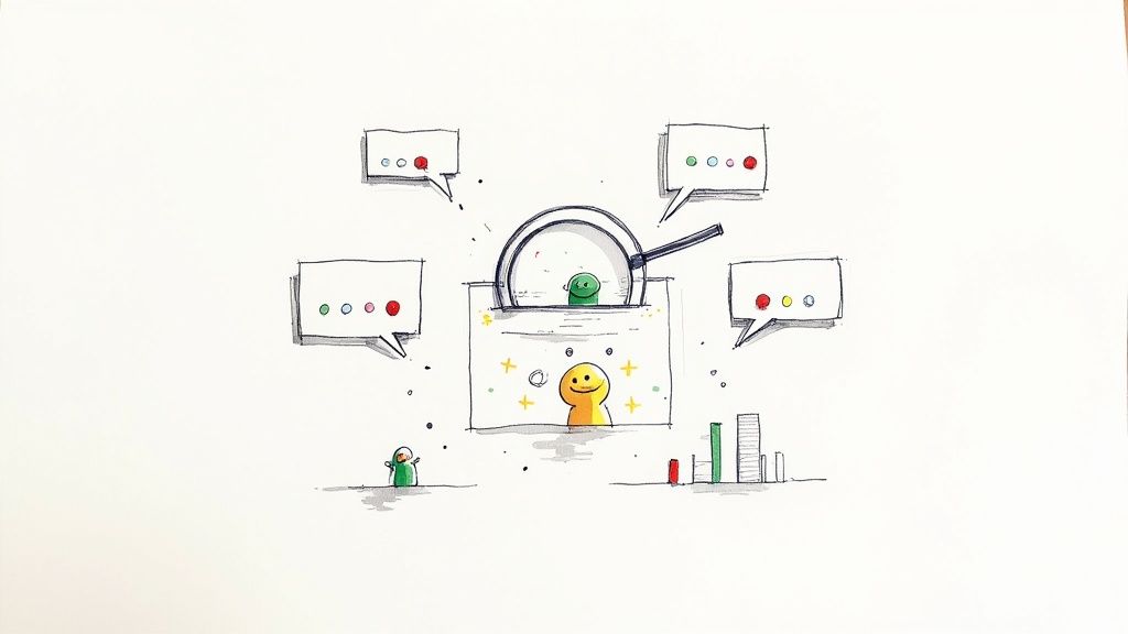 Social media monitoring dashboard showing real-time conversation tracking with engagement metrics and sentiment analysis indicators