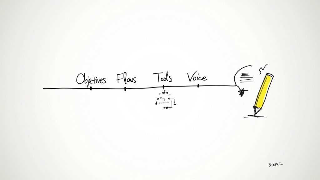 A person mapping out a conversational marketing strategy on a whiteboard.