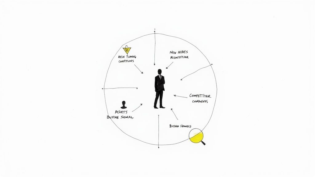 A professional working at a desk, planning a B2B lead generation strategy