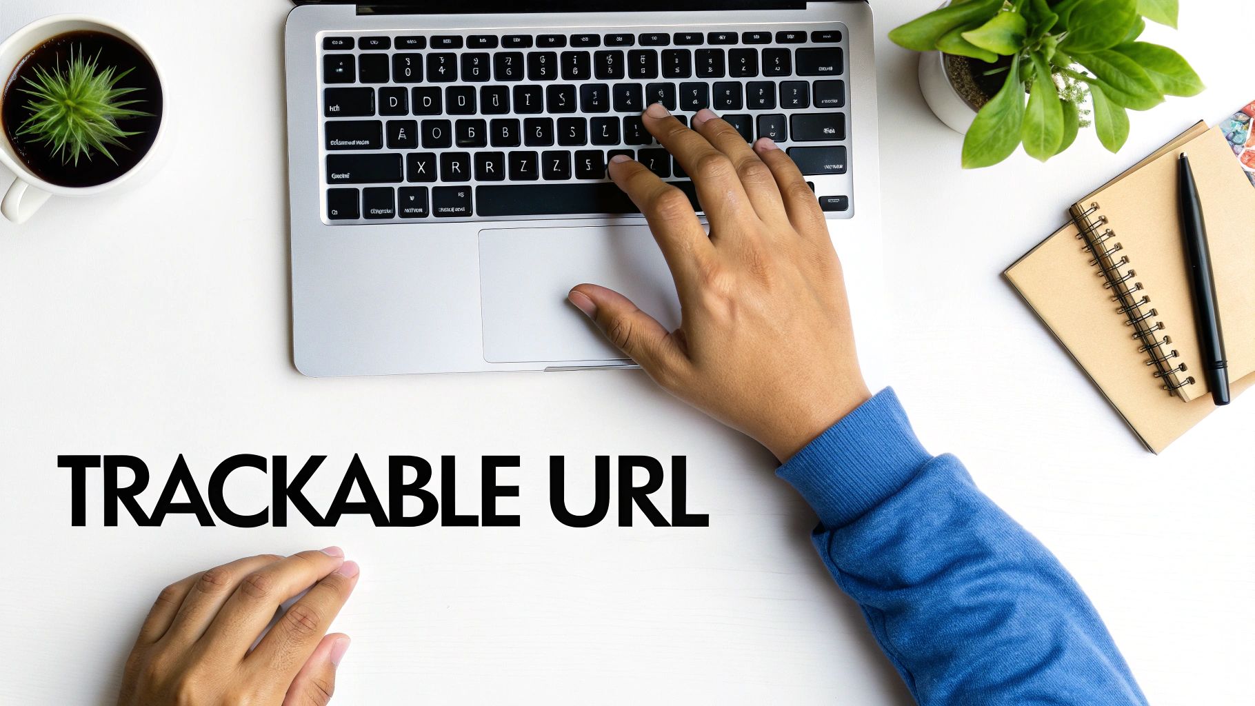A person pointing at data on a computer screen, symbolizing link tracking