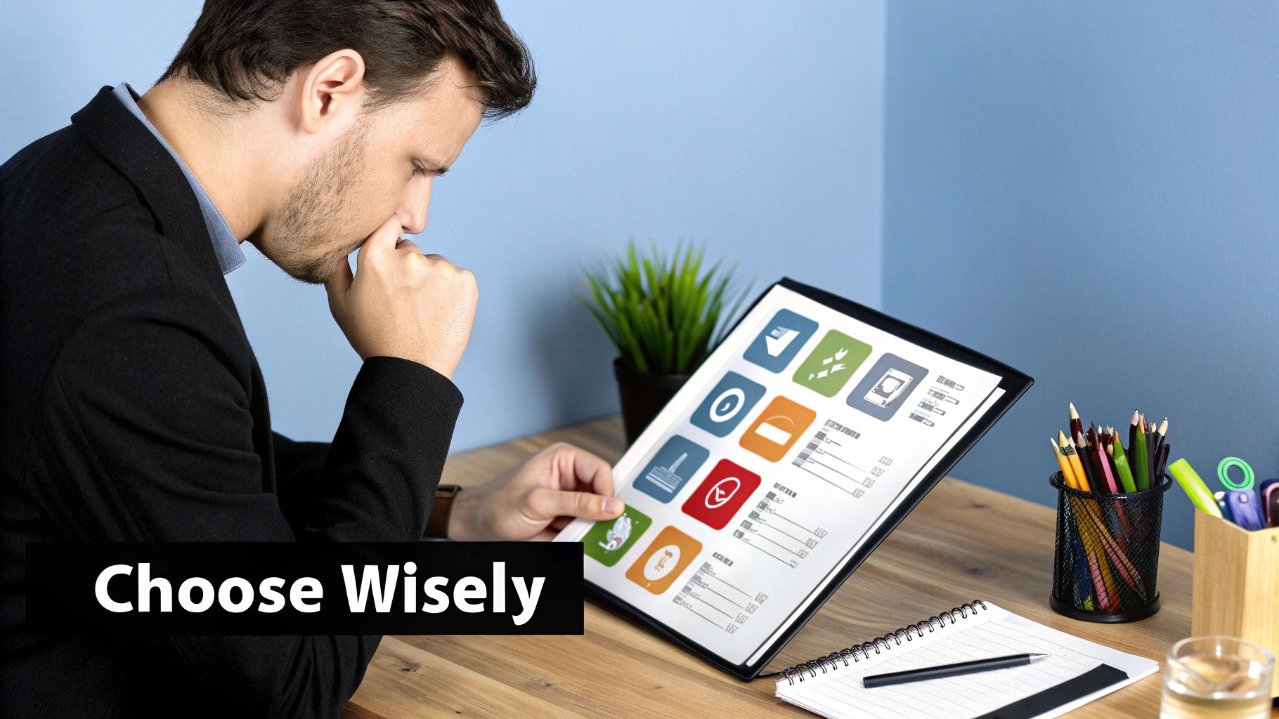 A person at a desk analyzing charts and graphs on a computer screen, representing the process of choosing the right software affiliate program.