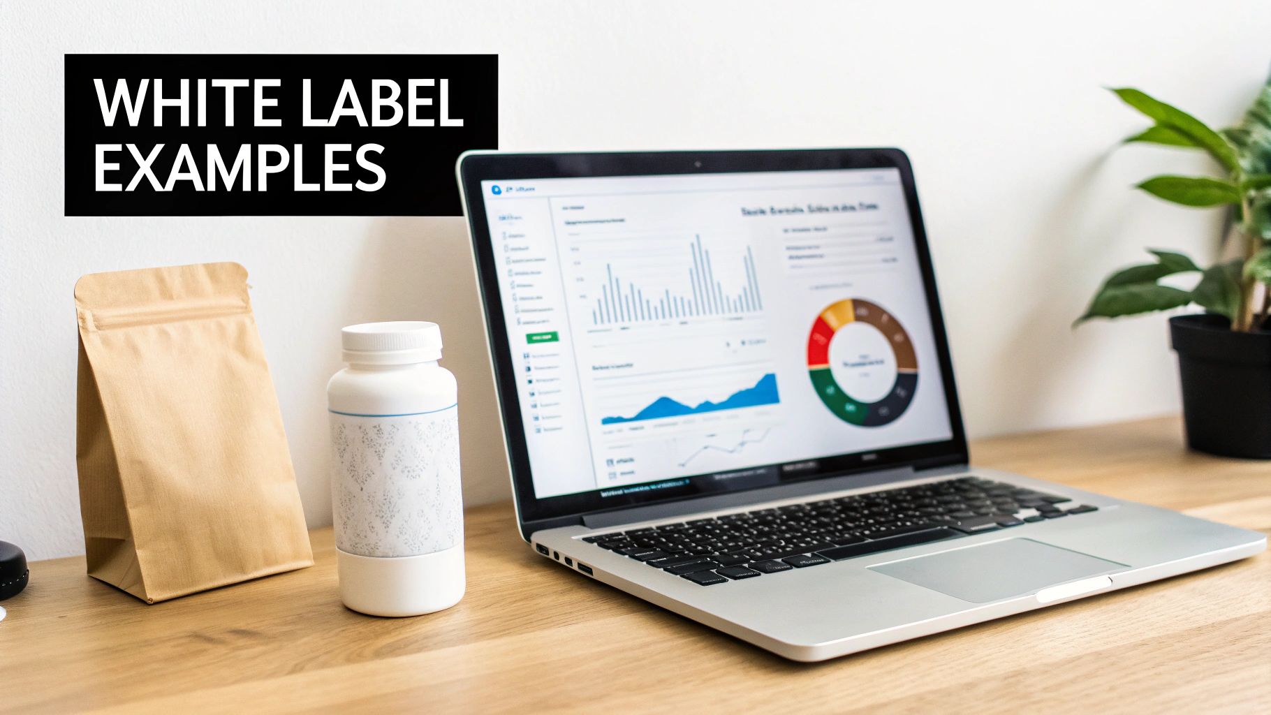 A series of branded products on a shelf, showing how one core product can be customized for different brands.