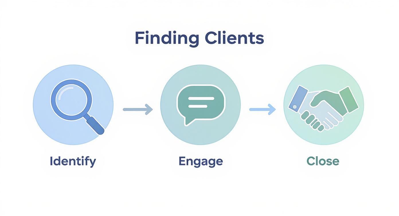 Infographic about how to find clients online