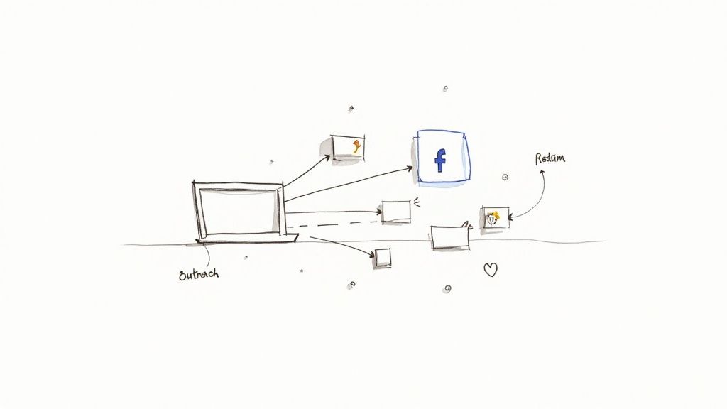 A person authentically engaging in online conversations to build community and drive traffic.