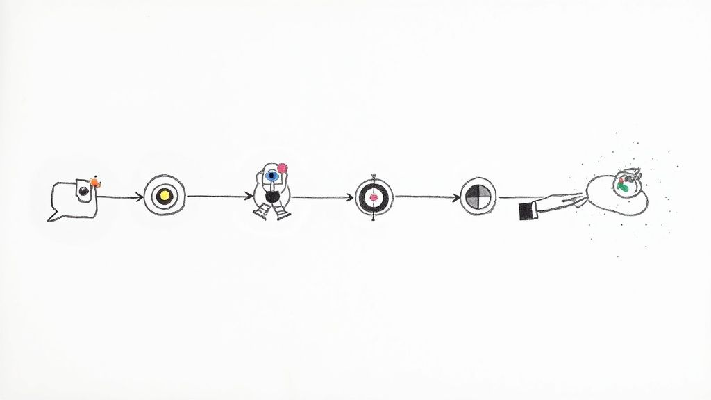 A person using a laptop to analyze different social media and online channels for client acquisition.