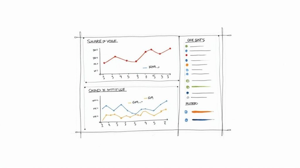 A marketing dashboard showing charts and graphs for Share of Voice tracking.