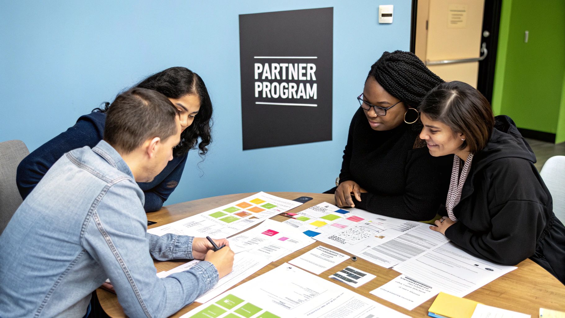 A person drawing a flowchart on a whiteboard, representing a strategic plan.