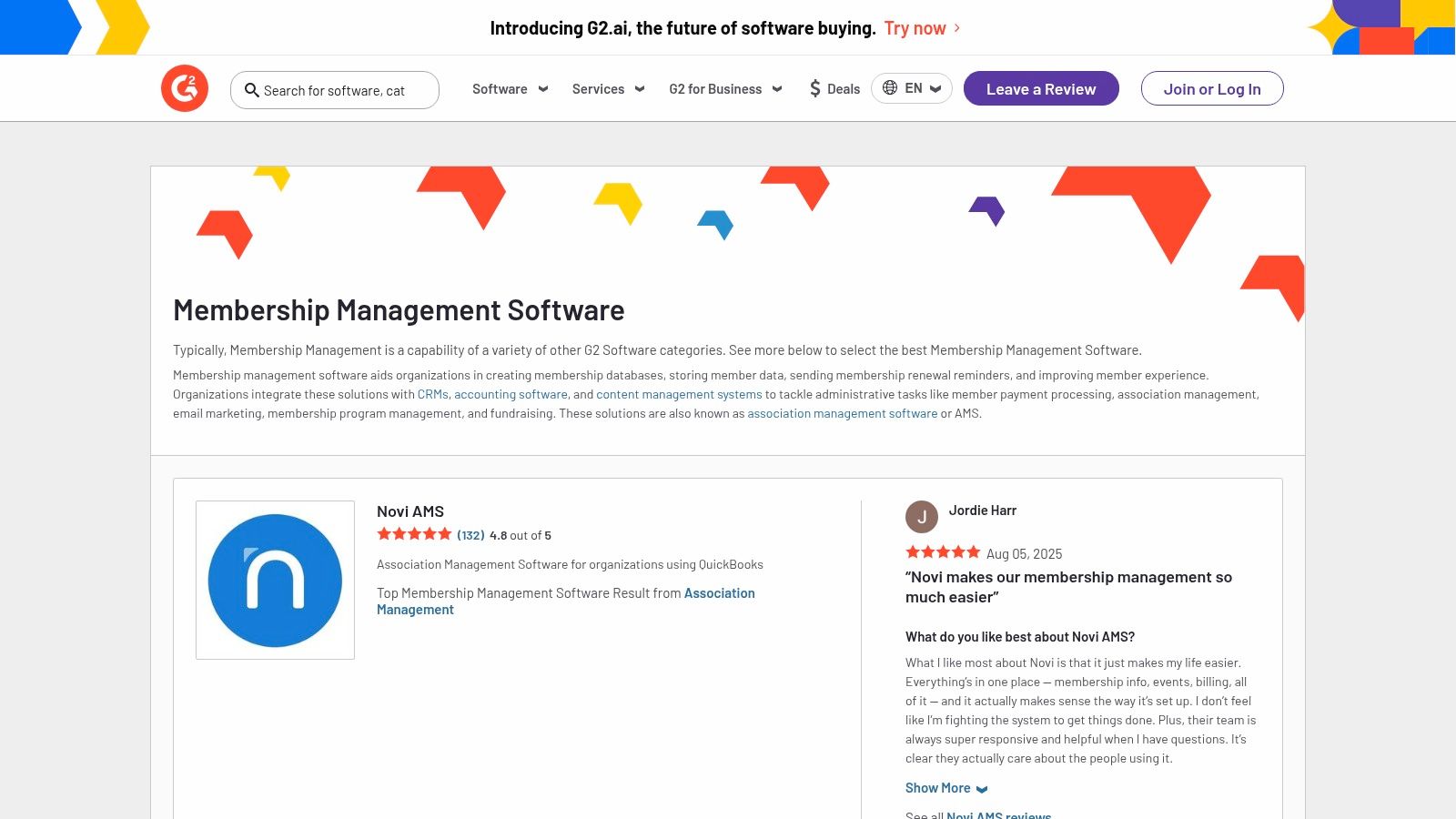 G2 (Membership Management Software category)