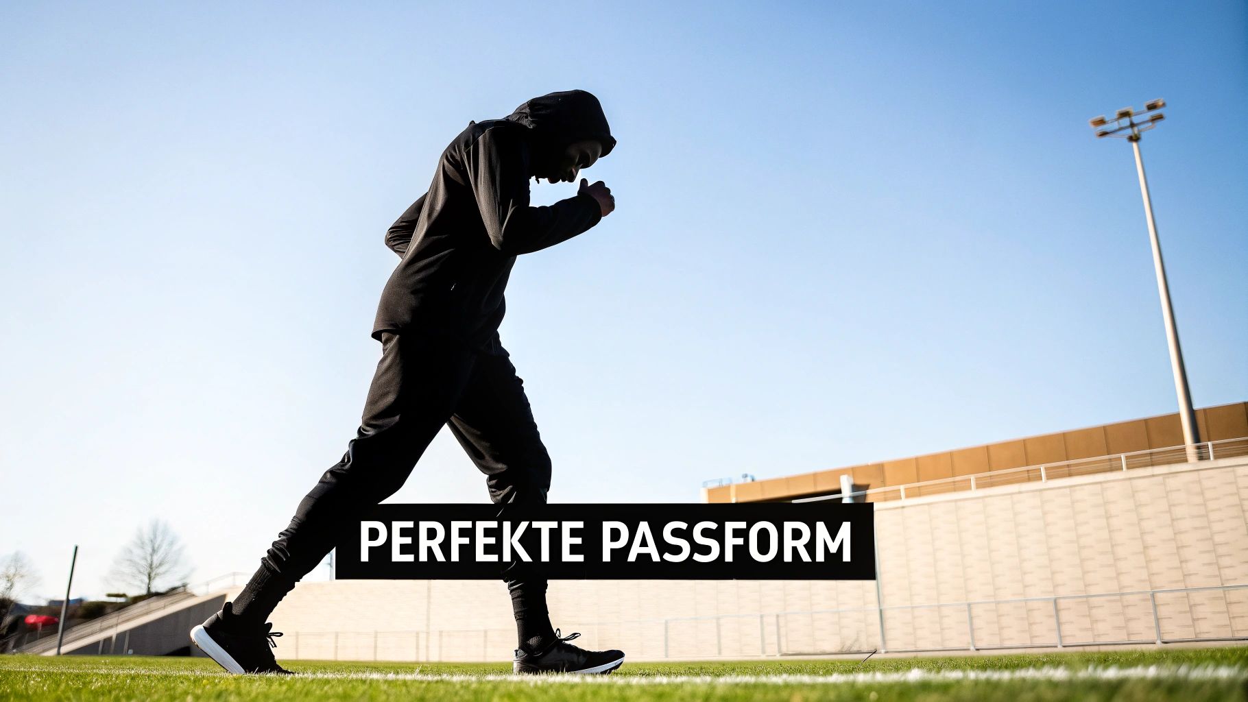 Ein Spieler in einem perfekt sitzenden adidas Trainingsanzug beim Fußball