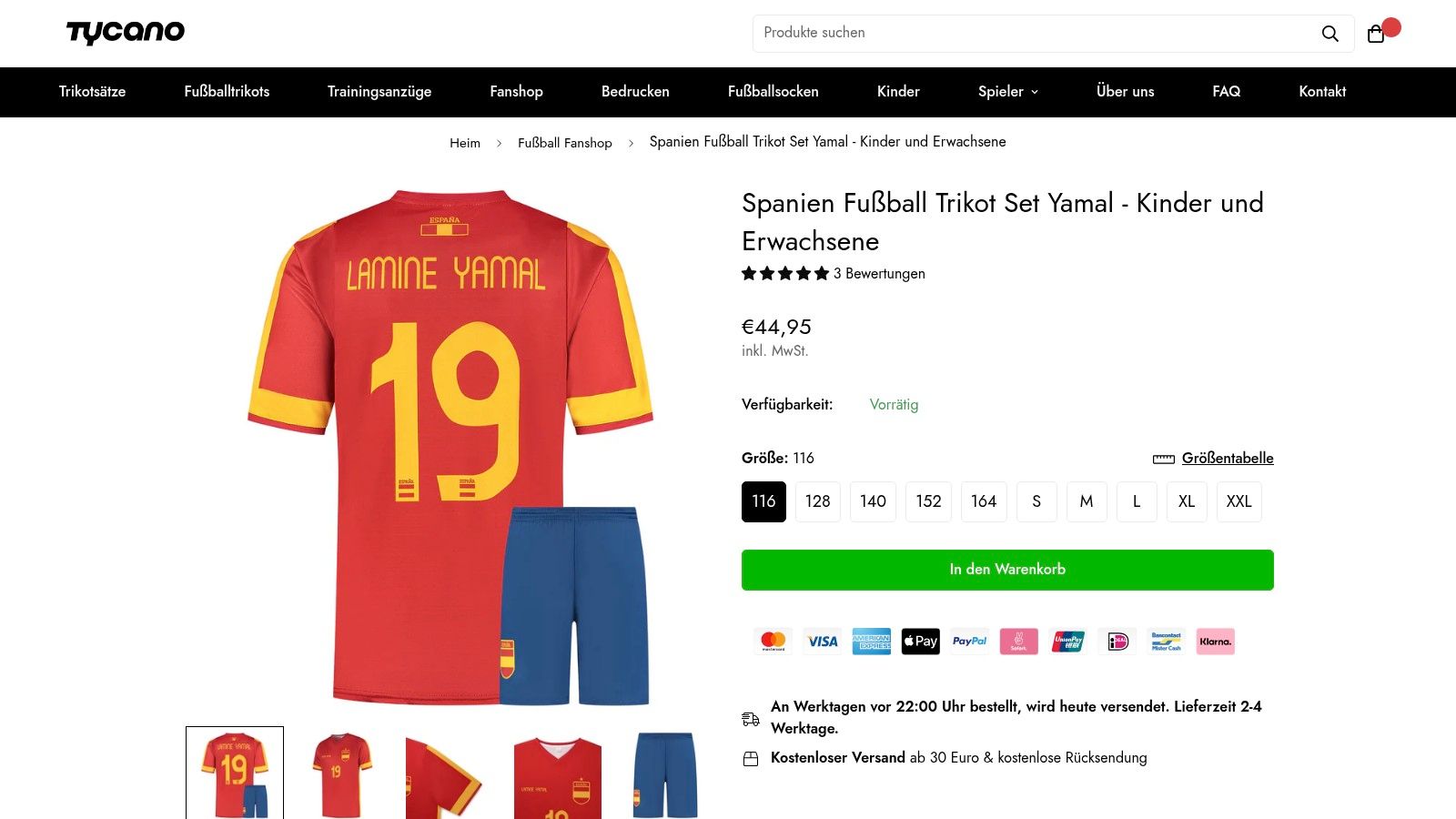 Das ultimative Fan-Statement: Ein Spanien Fußball Trikot Set von Tycano