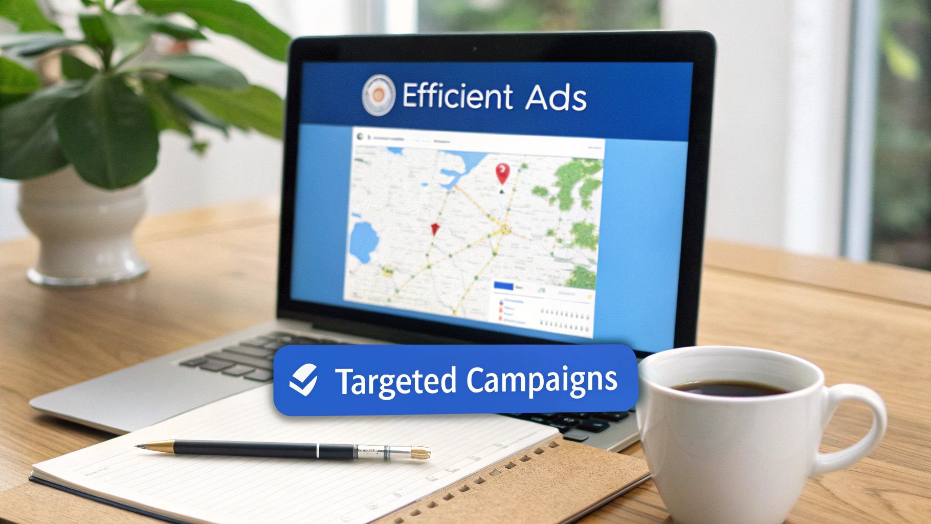 An image of a computer screen showing the structure of a PPC campaign for a law firm, with campaigns, ad groups, and keywords clearly organized.