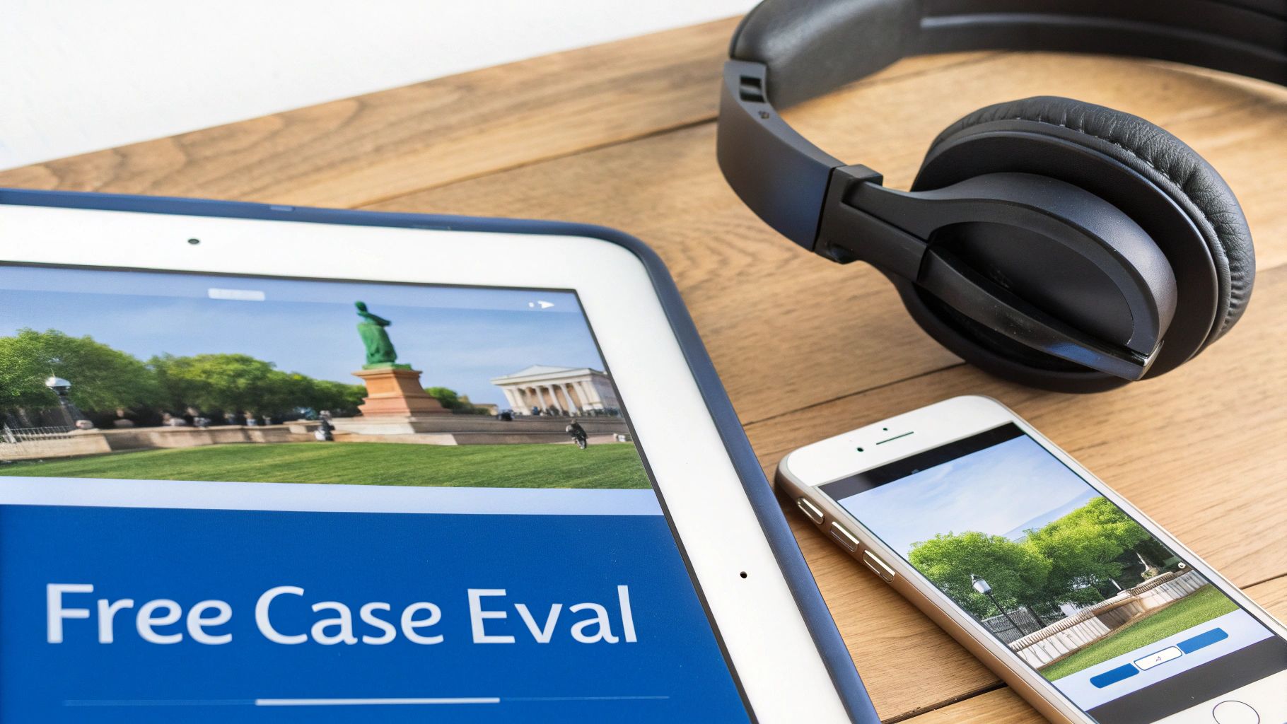 A law firm's high-converting landing page is displayed on a desktop monitor, featuring clear calls-to-action and trust signals.