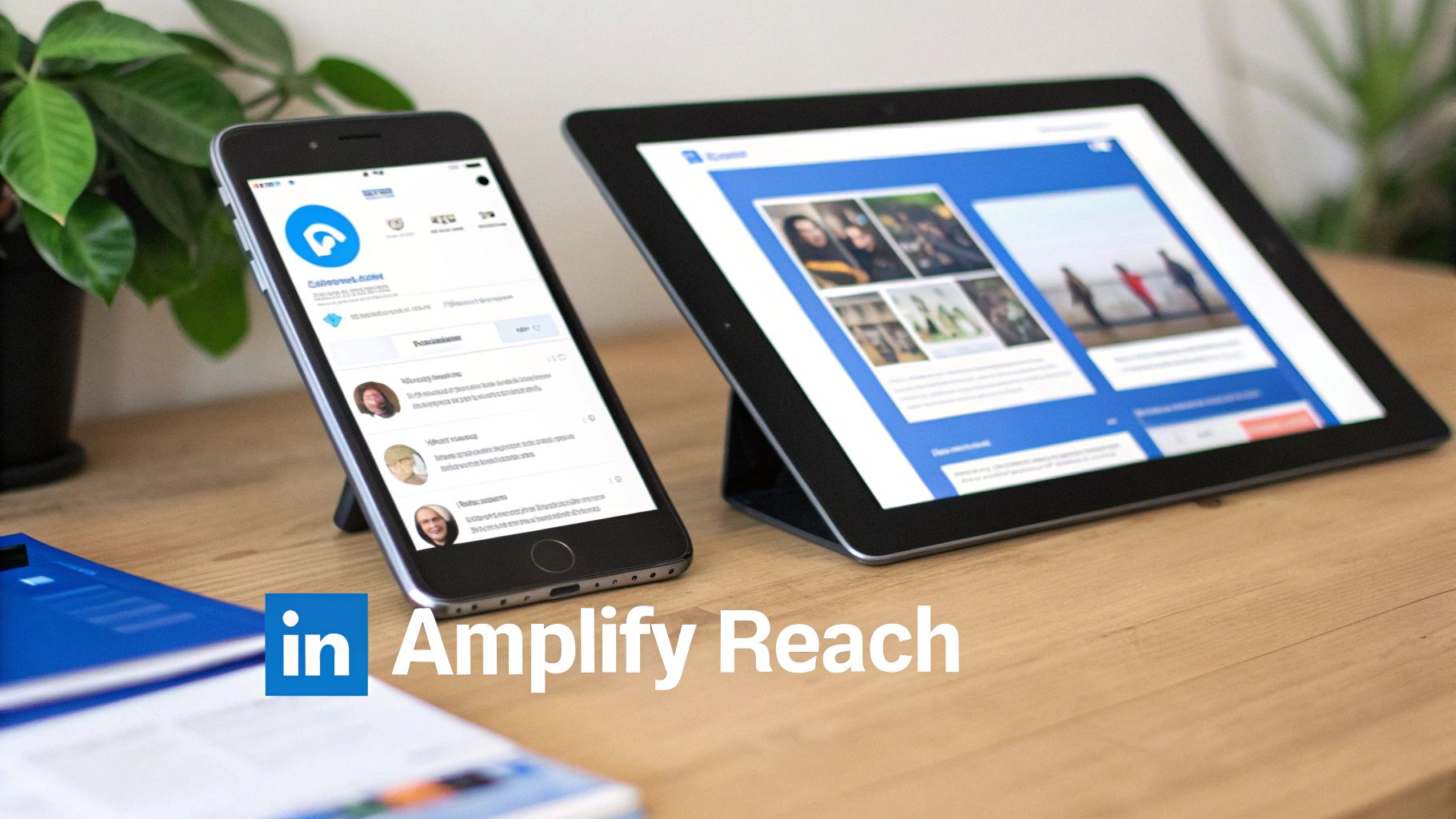 A magnifying glass over a diagram showing content distribution channels like social media and email