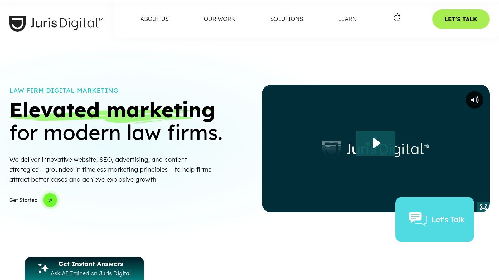 Juris Digital homepage showing legal marketing services