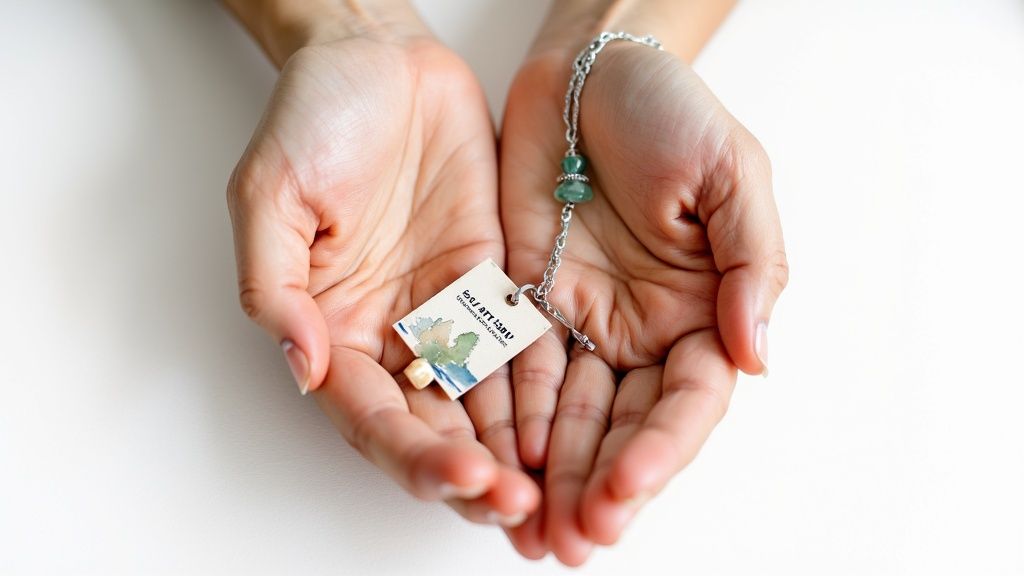 Close-up of an artisan crafting a silver ring with specialized tools