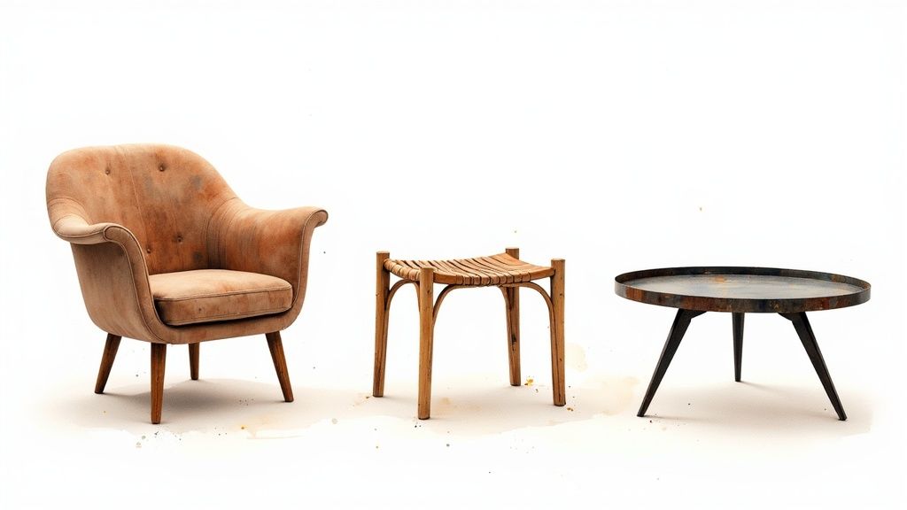 A beautifully furnished living room featuring pieces from sustainable furniture brands.