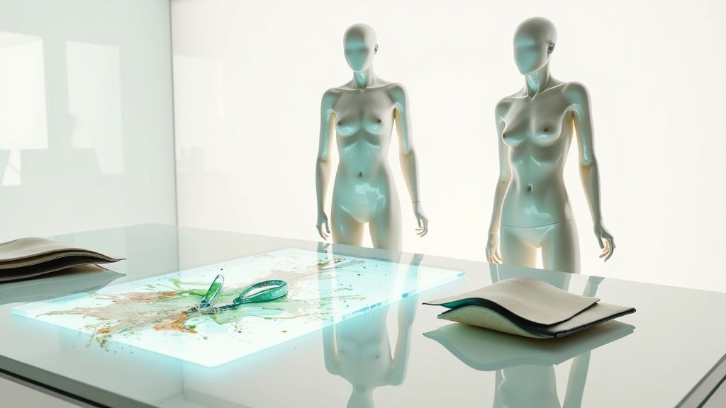 A futuristic depiction of sustainable fashion technology