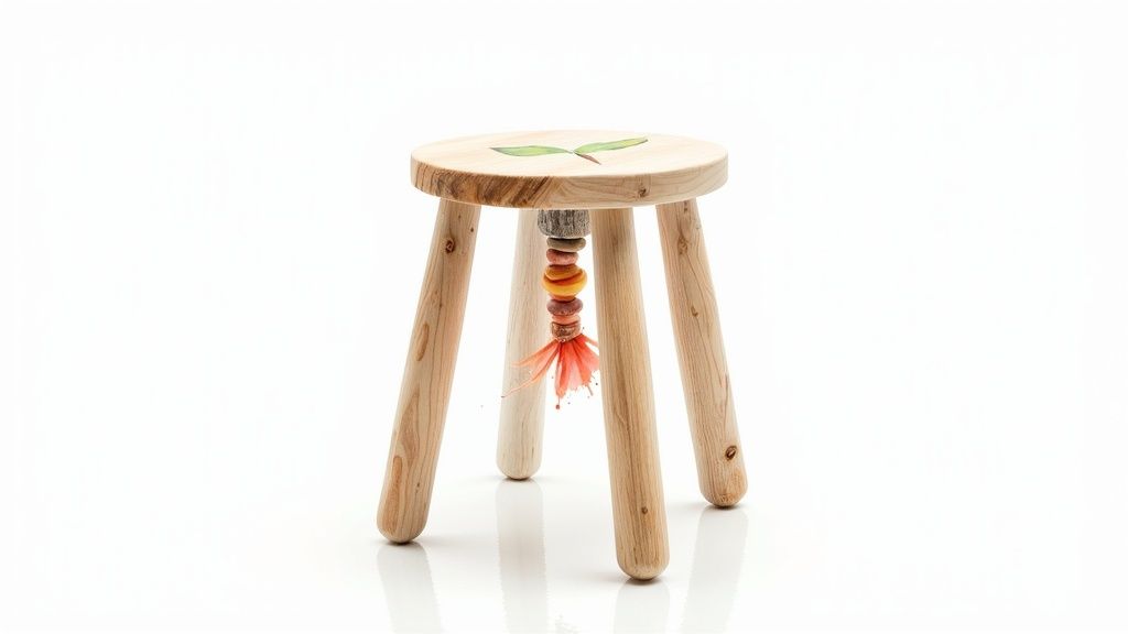 Three-legged stool representing the pillars of sustainability